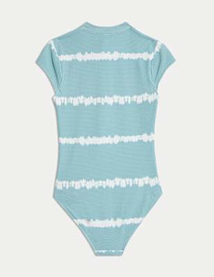 Striped Tie Dye Zip Swimsuit (6-16 Yrs)