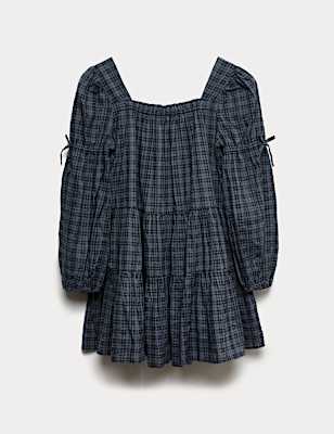 Pure Cotton Checked Dress (6-16 Yrs)