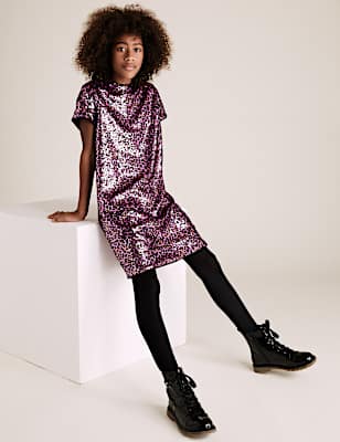 Leopard Print Sequin Dress (6-16 Yrs)