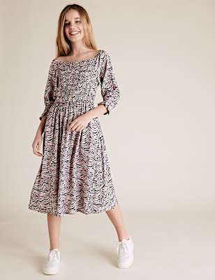 Zebra Print Midi Dress (6-14 Yrs)