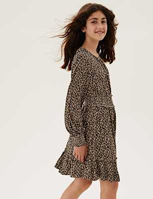 Leopard Spot Print Shirred Dress (6-16 Yrs)