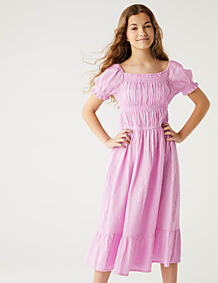 Cotton Rich Shirred Dress