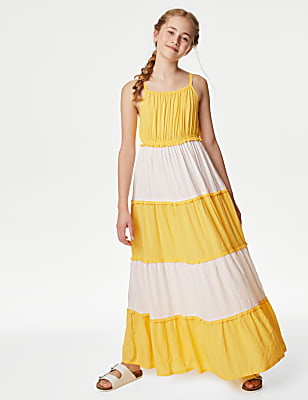 Colour Block Tiered Maxi Dress