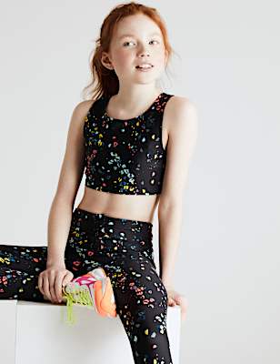Printed Sports Crop Top (6-14 Yrs)
