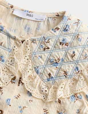 Pure Cotton Ditsy Floral Blouse (2-8 Yrs)