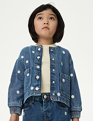Denim Daisy Embroidered Bomber (2-8 Yrs)