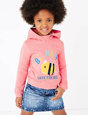 Sequin Bee Happy Slogan Hoodie (2-7 Years)