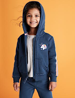 Cotton Embroidered Unicorn Hoodie (2-7 Yrs)