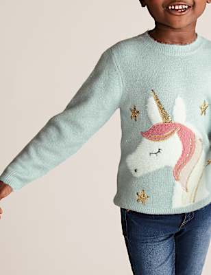 Knitted Unicorn Sequin Jumper (2-7 Yrs)