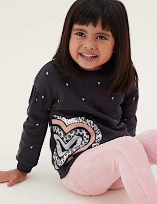 Cotton Rich Heart Print Sweatshirt (2-7 Yrs)