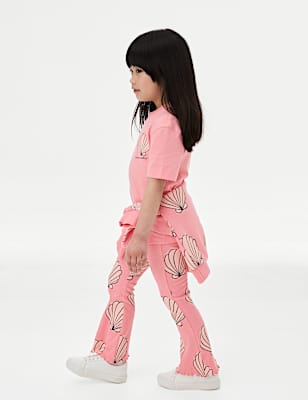 Cotton Rich Shell Print Kick Flare Leggings (2-8 Yrs)