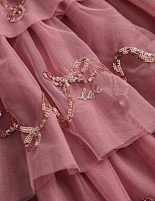 Bow Sequin Tiered Dress