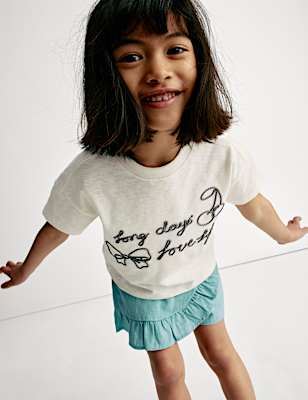 Pure Cotton Love Life Slogan T-Shirt (2-8 Yrs)