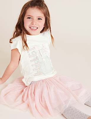 Pure Cotton Ballet All Day Slogan T-Shirt (2-7 Yrs)