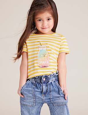 Pure Cotton Sequin Milkshake T-Shirt (2-7 Yrs)