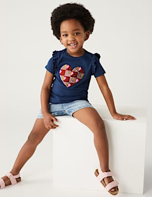 Cotton Rich Reversible Sequin Heart T-Shirt