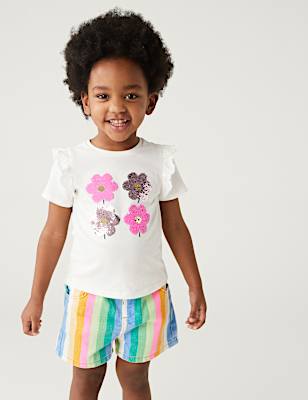 Pure Cotton Sequin Flower T-Shirt
