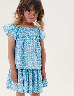 Pure Cotton Floral Top (2-7 Yrs)