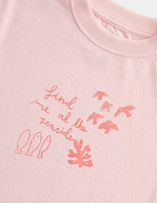 Pure Cotton Crew Neck Seaside Print T-Shirt (2-8 Years)