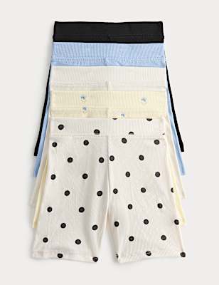 5 Pack Cotton Rich Patterned Cycling Shorts (2-8 Years)