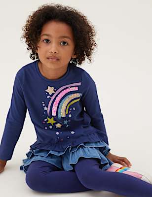 Pure Cotton Sequin Rainbow Top (2-7 Yrs)