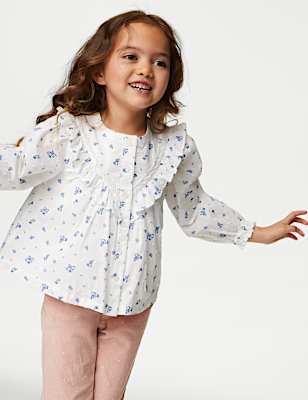 Pure Cotton Floral Blouse Top (2-8 Yrs)