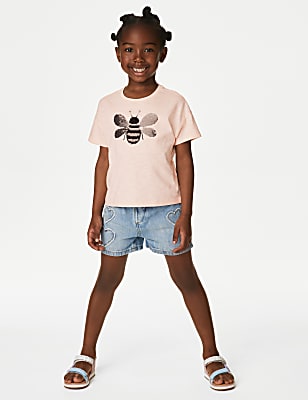 Pure Cotton Sequin Bee T-Shirt (2-8 Yrs)