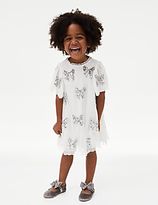 Sequin Bow Party Dress (2-8 Yrs)
