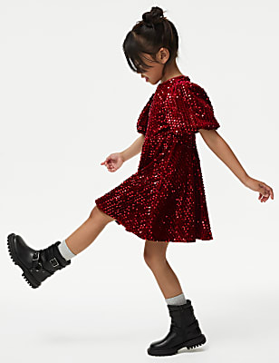 Velvet Sequin Dress (2-8 Yrs)
