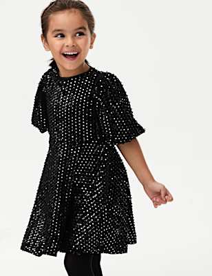 Velvet Sequin Dress (2-8 Yrs)