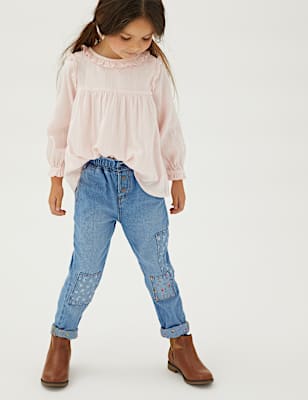 Relaxed Denim Floral Jeans (2-7 Yrs)