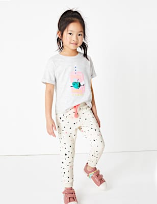 Cotton Heart Print Joggers (2-7 Yrs)