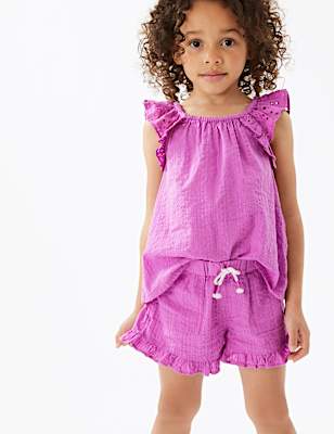 Pure Cotton Drawstring Shorts (2-7 Yrs)