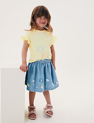 Mini Denim Embroidered Skirt (2-7 Yrs)