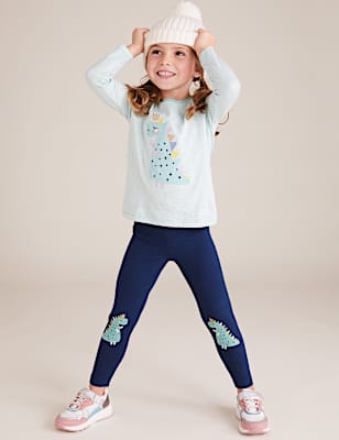 3pk Cotton Dinosaur Leggings (2-7 Yrs)