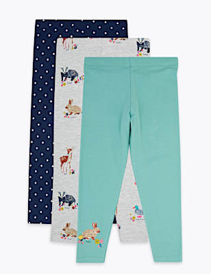 3pk Cotton Rich Animal Leggings (2-7 Yrs)