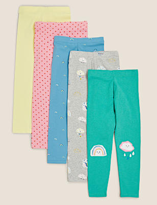 5pk Cotton Rich Multi Print Leggings (2-7 Yrs)