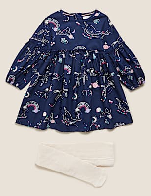 2 Piece Cotton Galaxy Print Dress Outfit (2-7 Yrs)