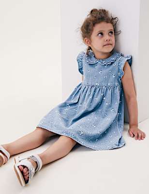 Denim Floral Print Dress (2-7 Yrs)