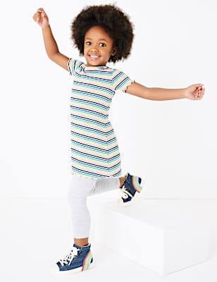 Ribbed Multicolour Striped Dress (2-7 Yrs)