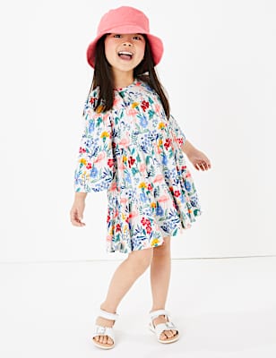 Flamingo Print Woven Tiered Dress (2-7 Yrs)