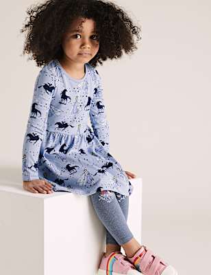 Pure Cotton Disney Frozen&trade; Print Dress