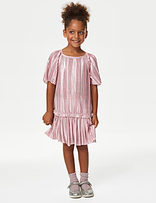 Plisse Metallic Dress (2-8 Yrs)