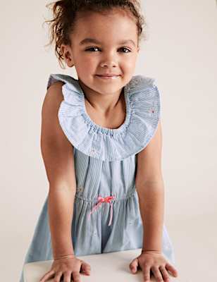 Pure Cotton Striped Dres