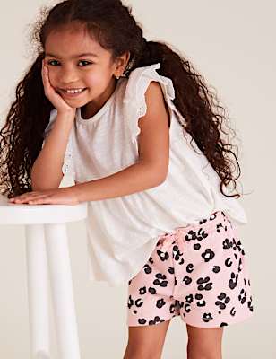 Cotton Leopard Print Shorts