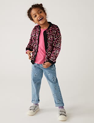 Regular Denim Sequin Star Jeans