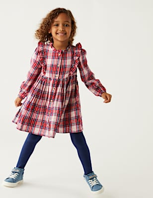 Cotton Rich Check Dress with Tights