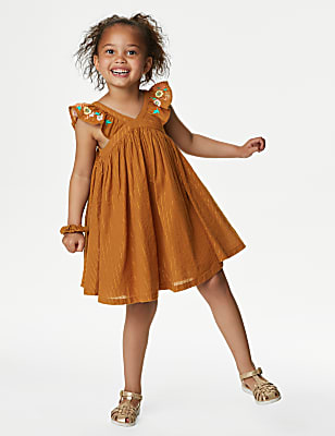 Pure Cotton Floral Dress with Scrunchie