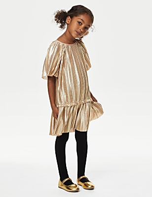 Plisse Metallic Dress (2-8 Yrs)