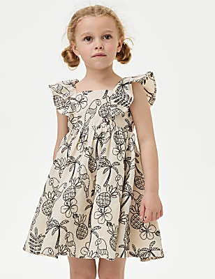 Pure Cotton Floral Embroidered Dress (2-8 Yrs)